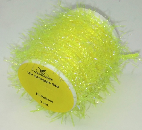Veniard Uv Straggle Chenille Extra Fine (4M) Fluorescent Yellow Fly Tying Materials (Product Length 4.37 Yds / 4m)